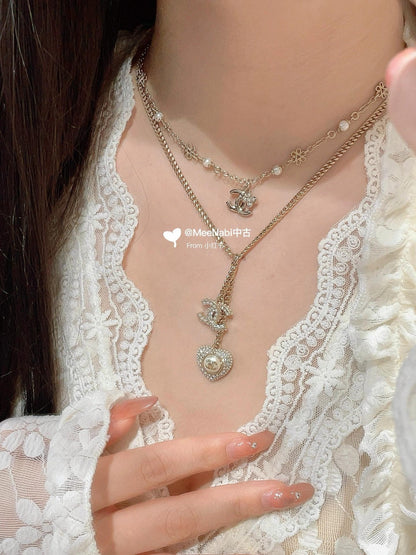 Chanel White Heart Necklace