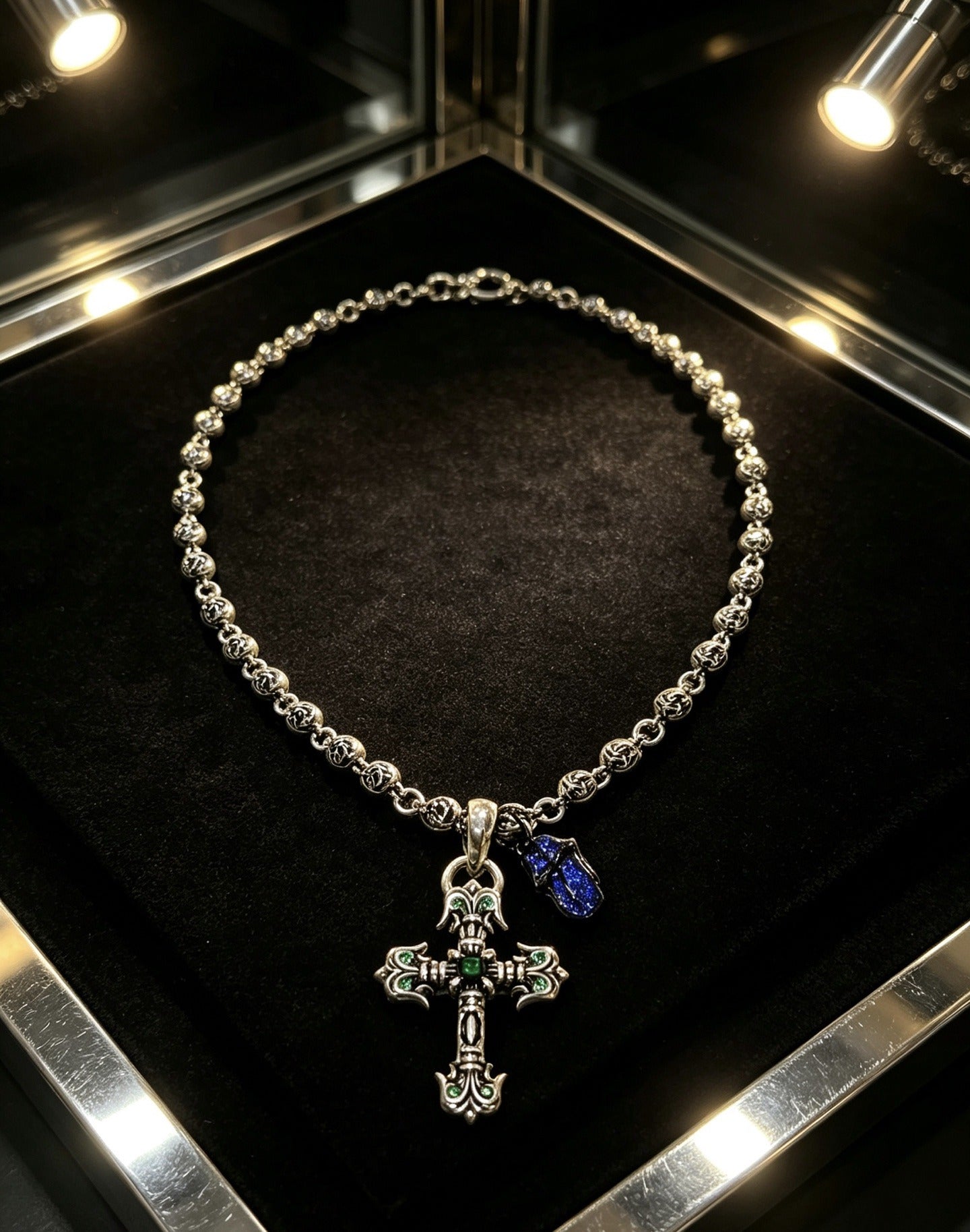 Chrome Hearts Sterling Silver Cross Necklace