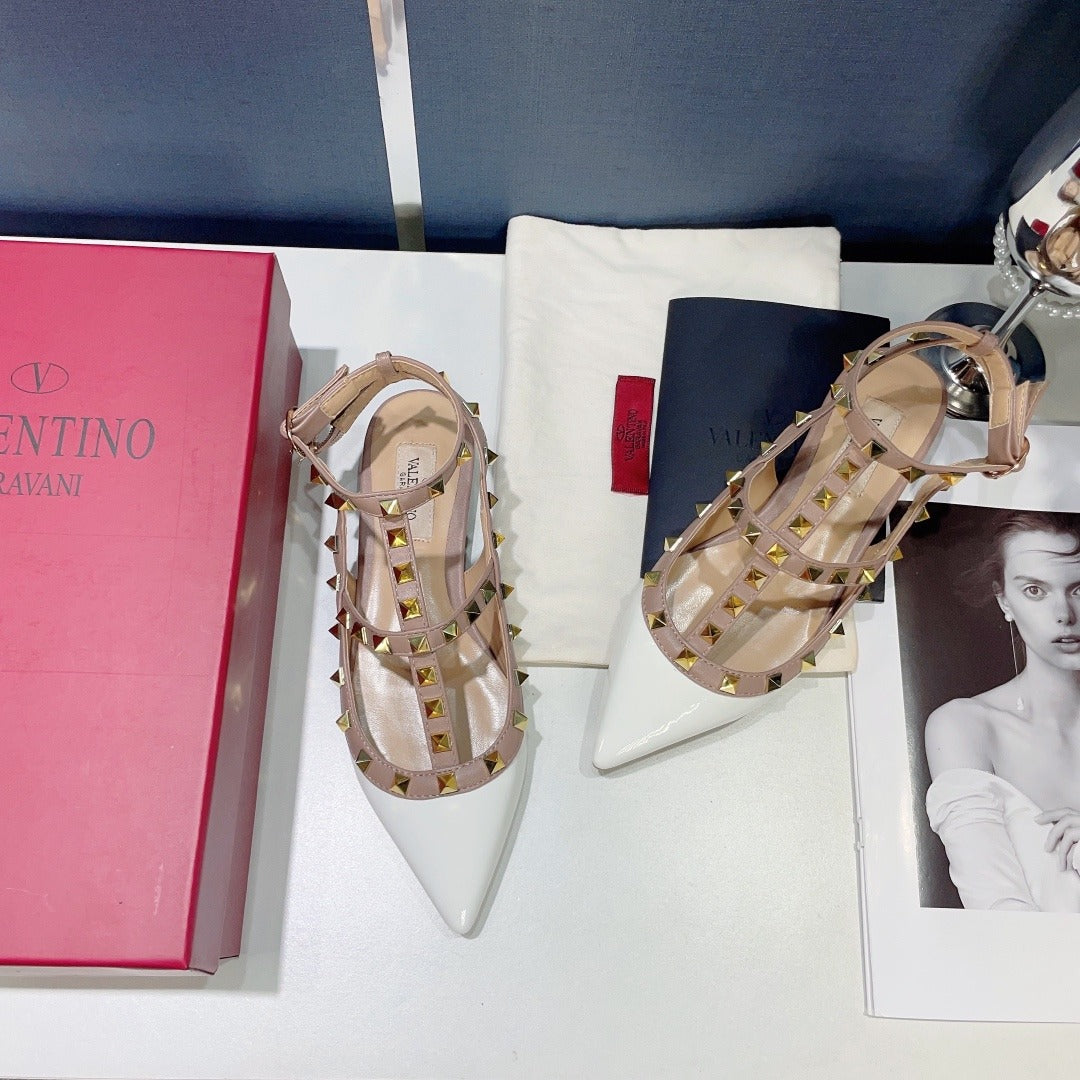 Valentino Lambskin Leather Pointed Toe Sandals