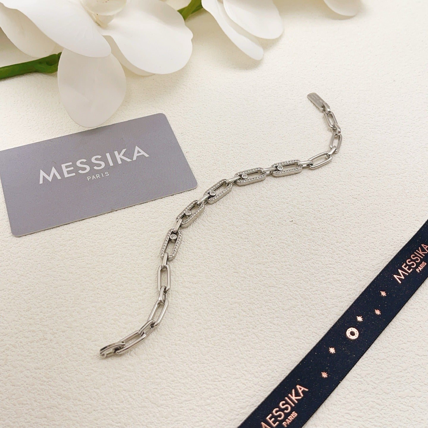 Messika Silver Brass Pave Bracelet