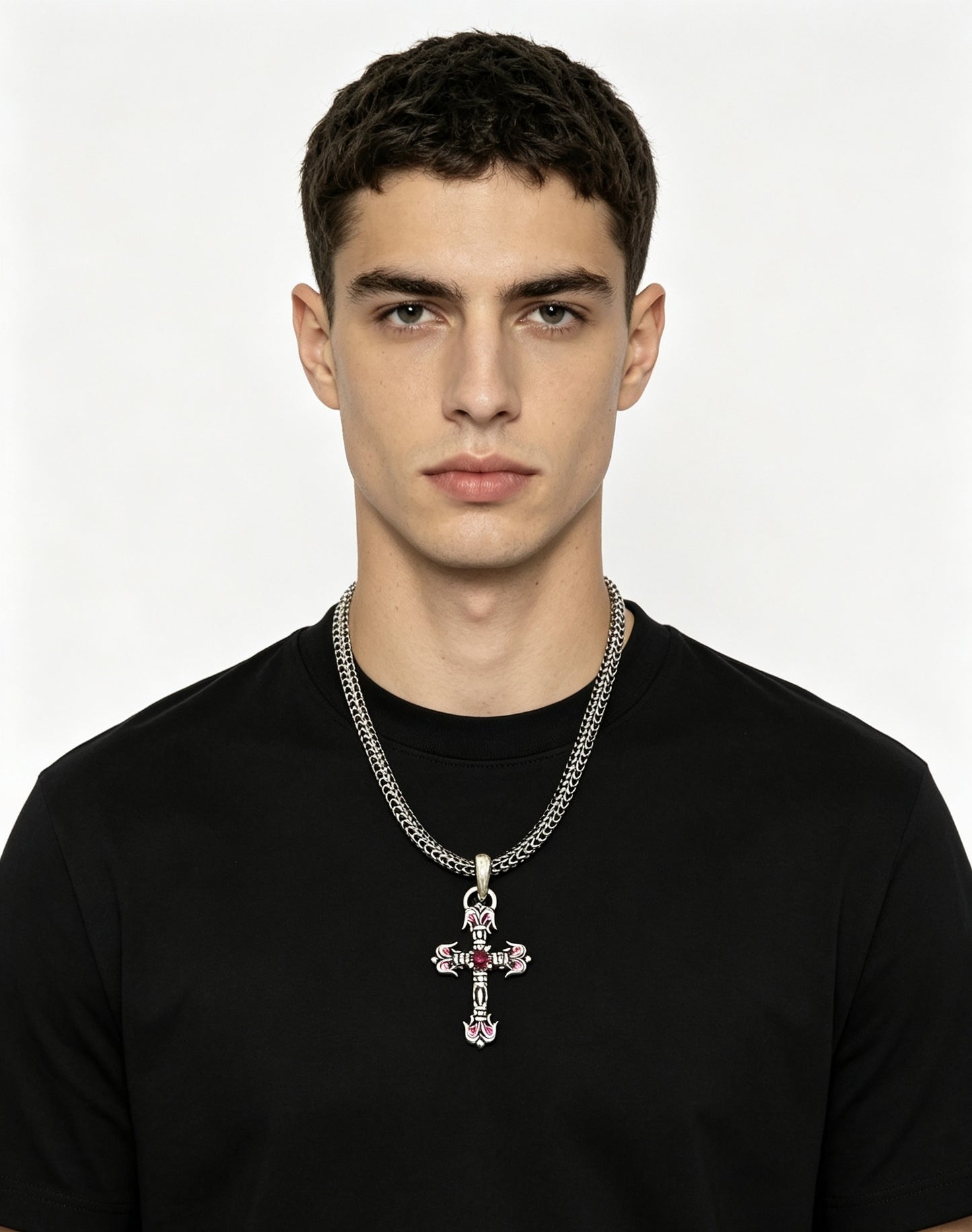 Chrome Hearts Sterling Silver Cross Necklace