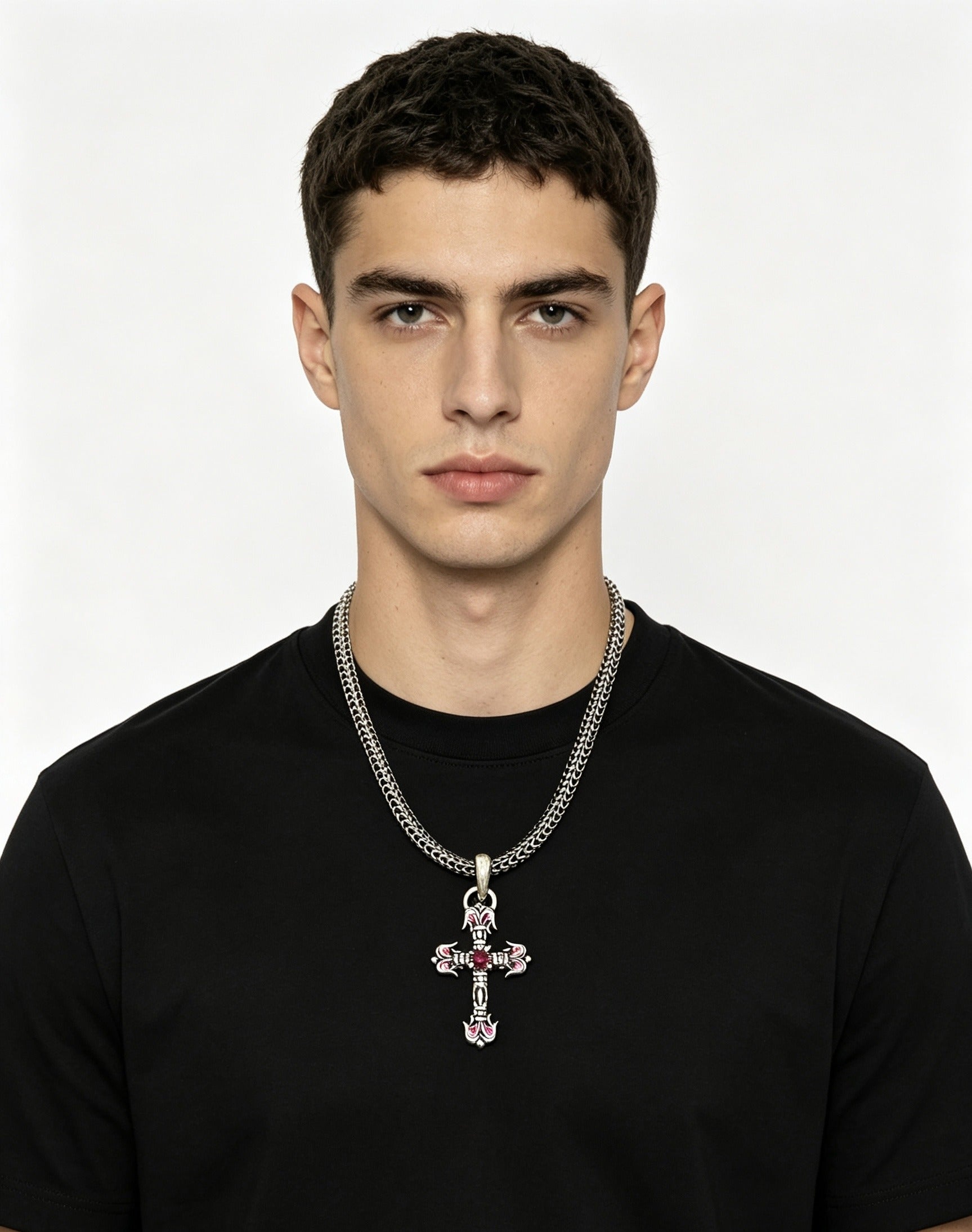 Chrome Hearts Sterling Silver Cross Necklace