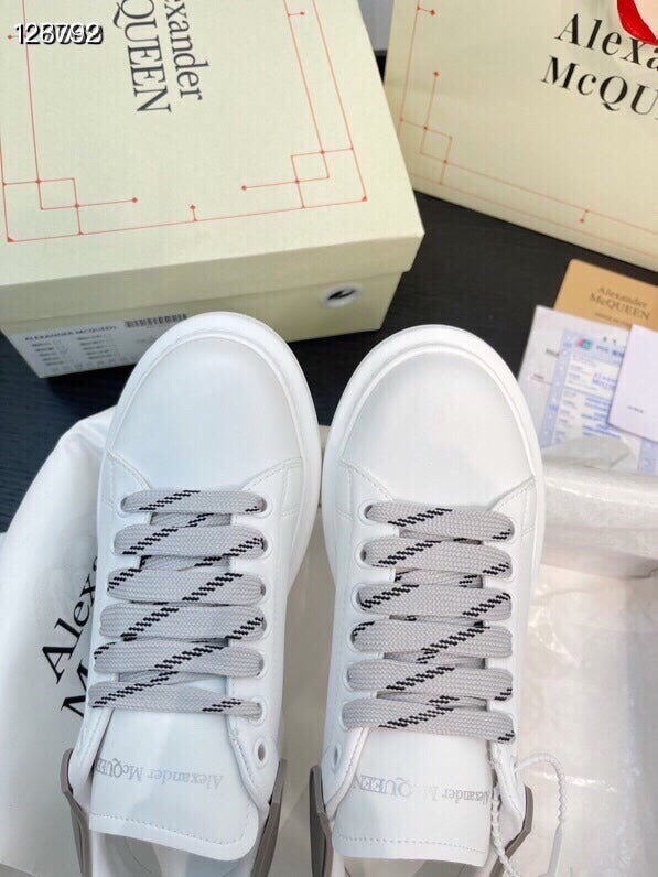 Alexander McQueen Women White Lambskin Leather Logo Sneakers