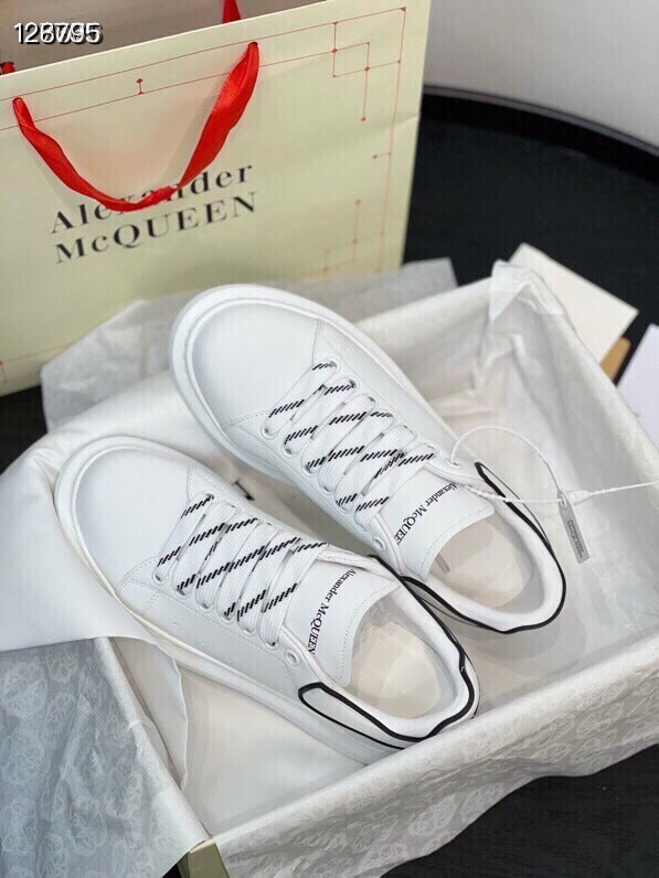 Alexander McQueen Women White Lambskin Leather Logo Sneakers