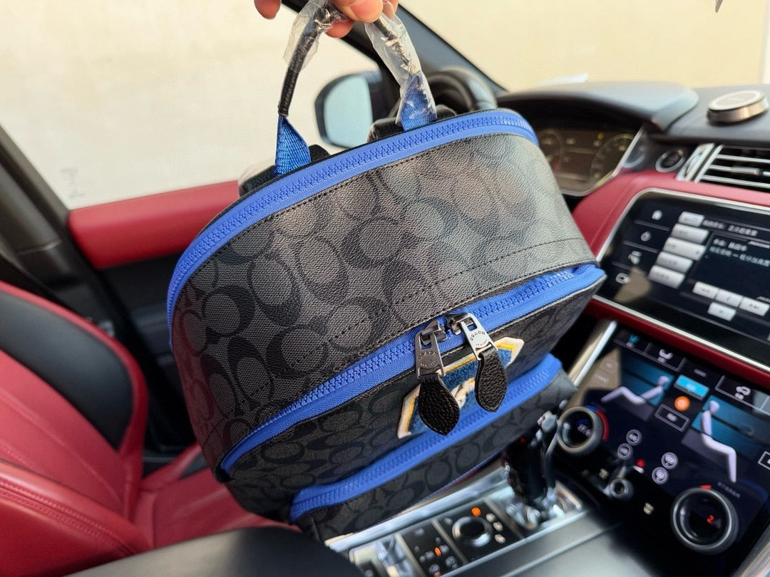Coach Black Canvas & Leather Logo Backpack