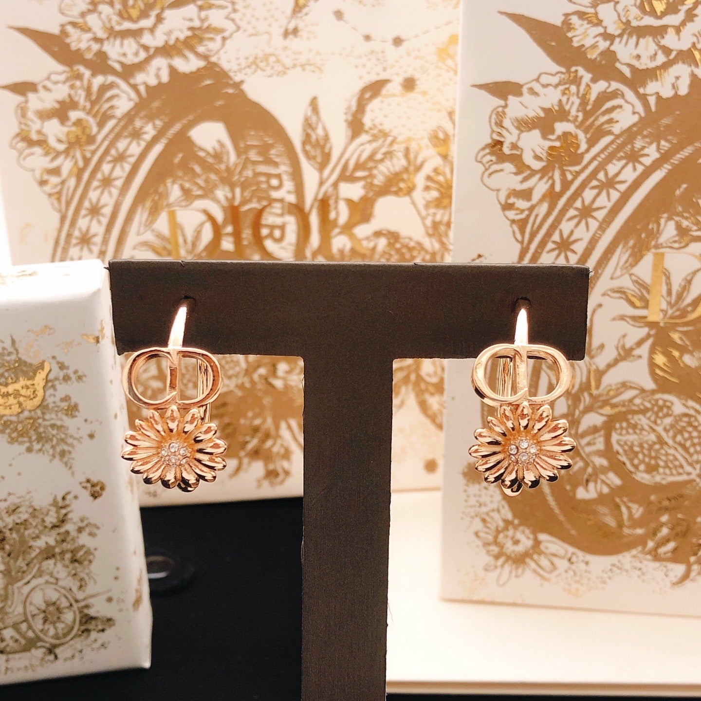 Dior Gold Brass Sunburst Earrings