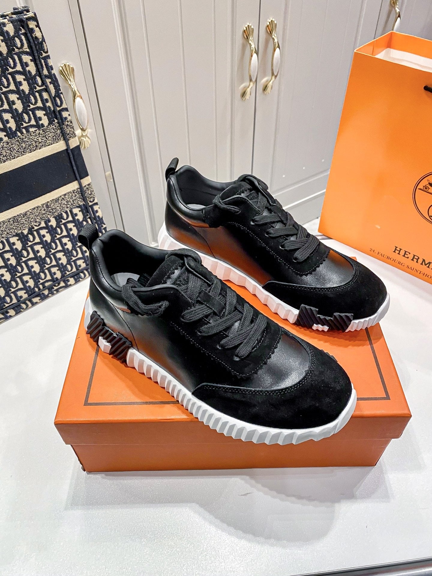 Hermes Lambskin Leather Sneakers