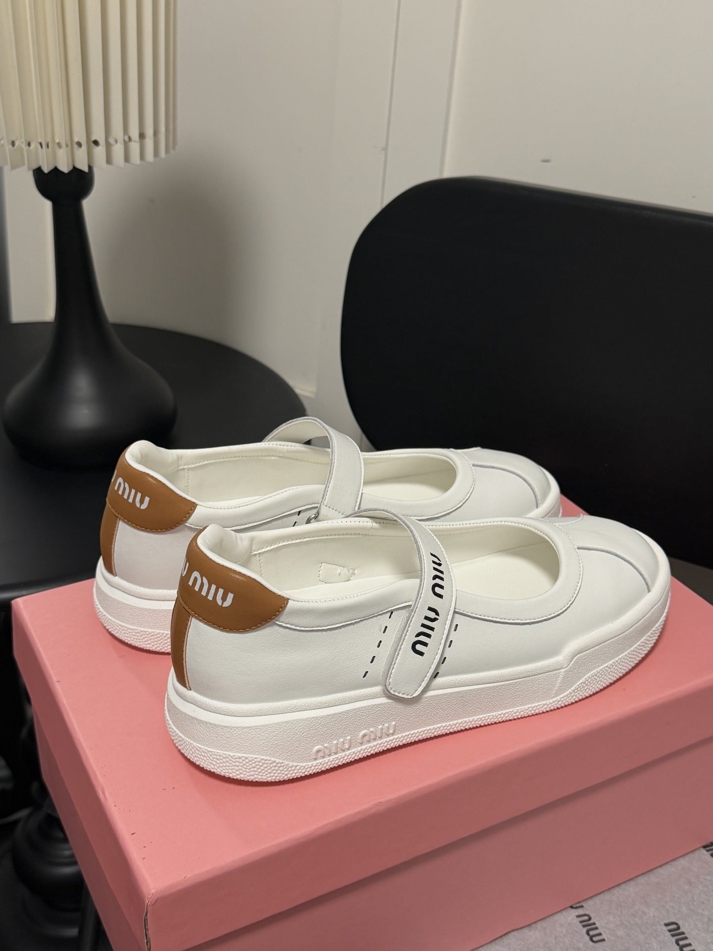 Miu Miu White Leather Logo Sneakers
