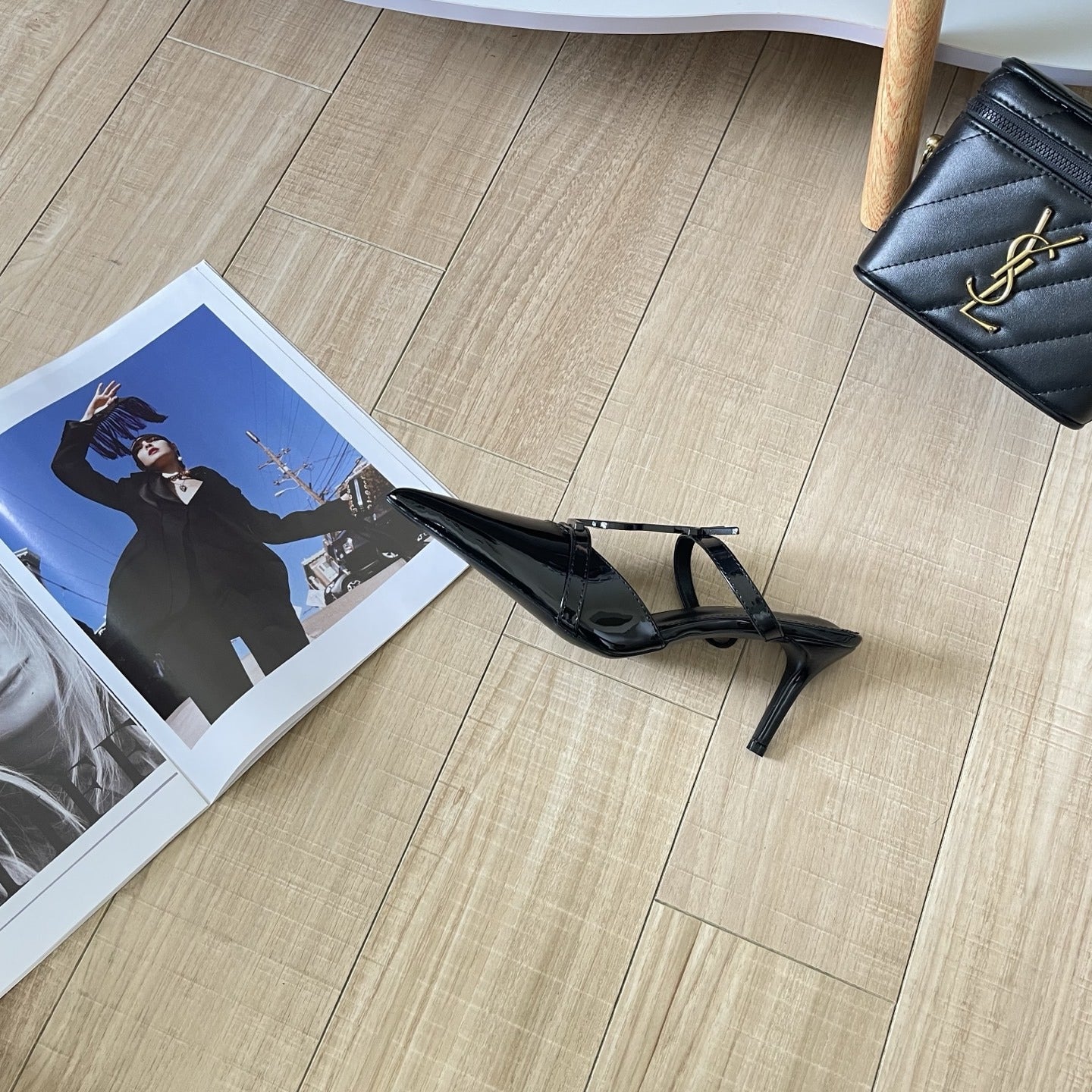 Saint Laurent Lambskin Leather Logo Sandals