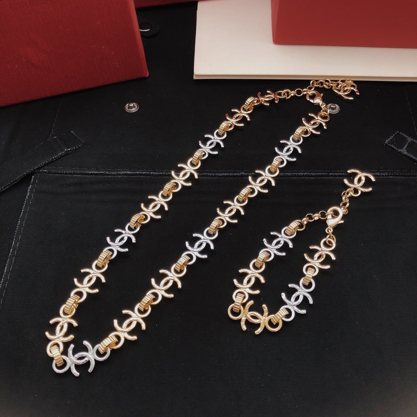 Chanel Brass Colorblock Necklace