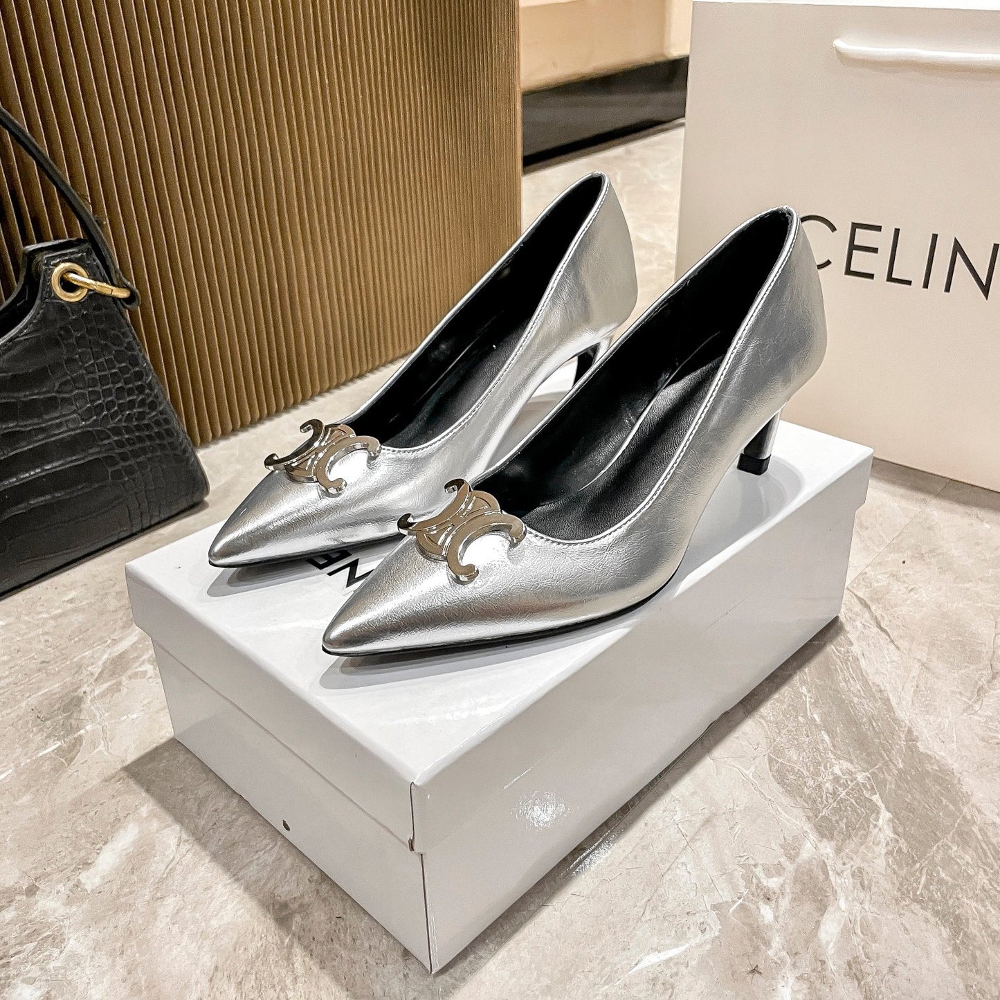 Celine Calfskin Leather Pointed Toe Heels