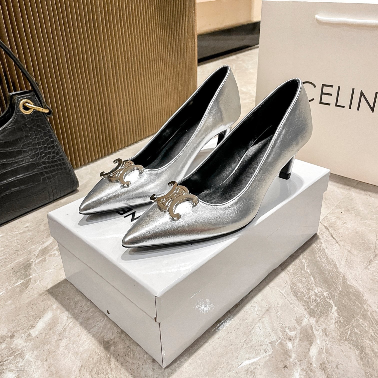 Celine Calfskin Leather Pointed Toe Heels