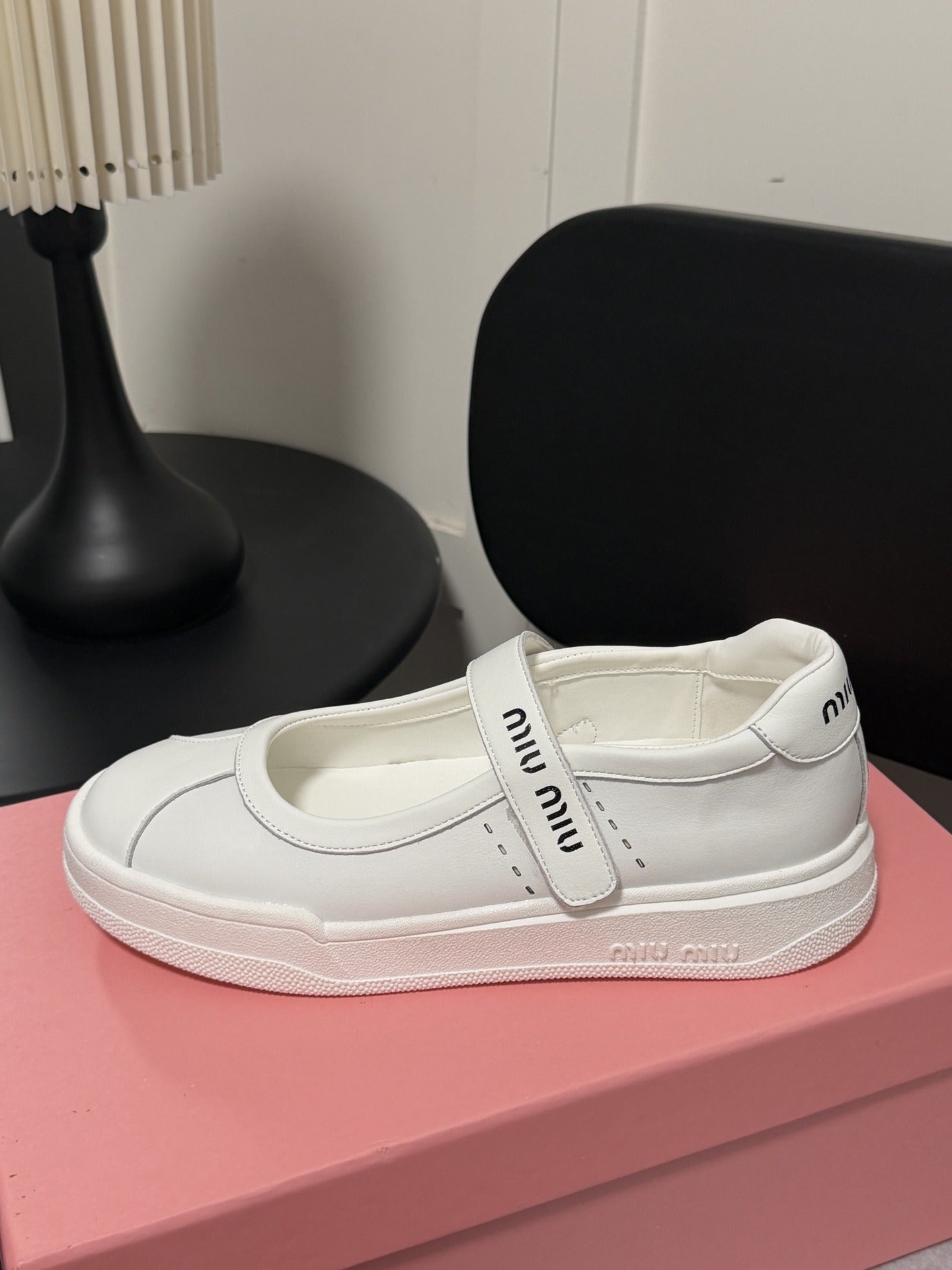 Miu Miu White Leather Logo Sneakers