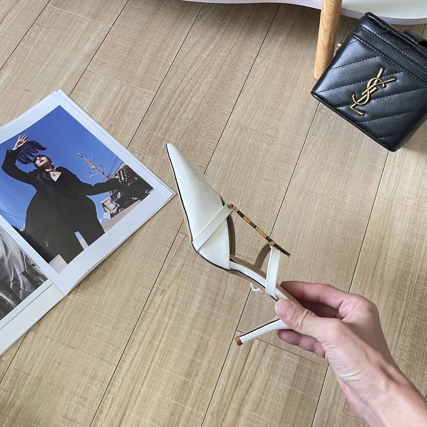 Saint Laurent Lambskin Leather Logo Sandals