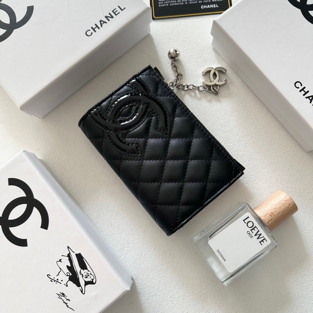 Chanel Black Lambskin Leather Wallet
