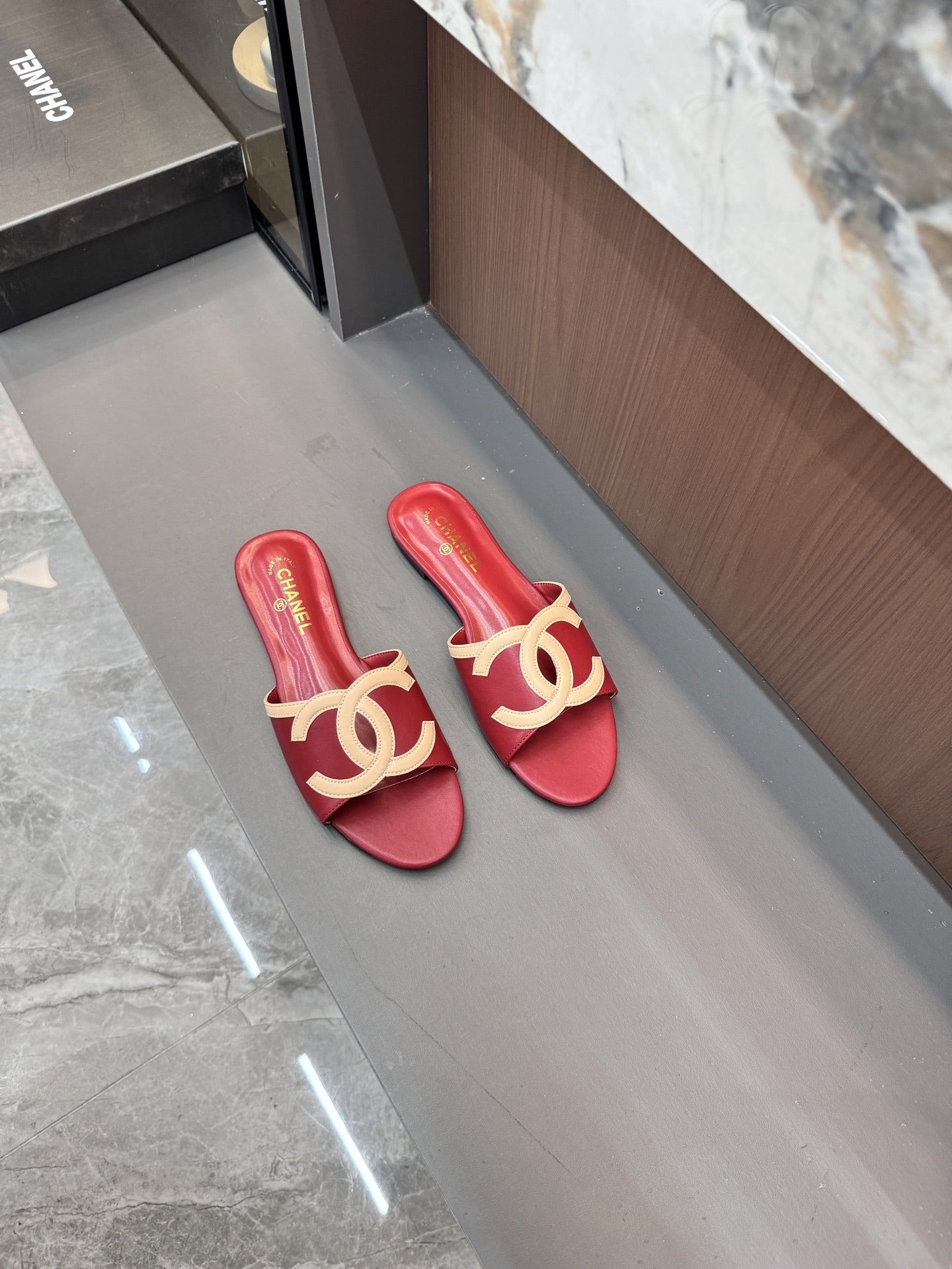 Chanel Lambskin Leather Openwork Slides