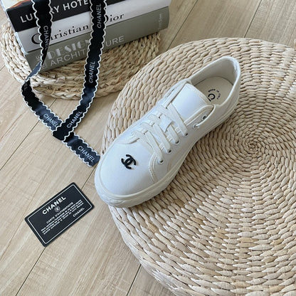 Chanel Canvas & Lambskin Leather Sneakers