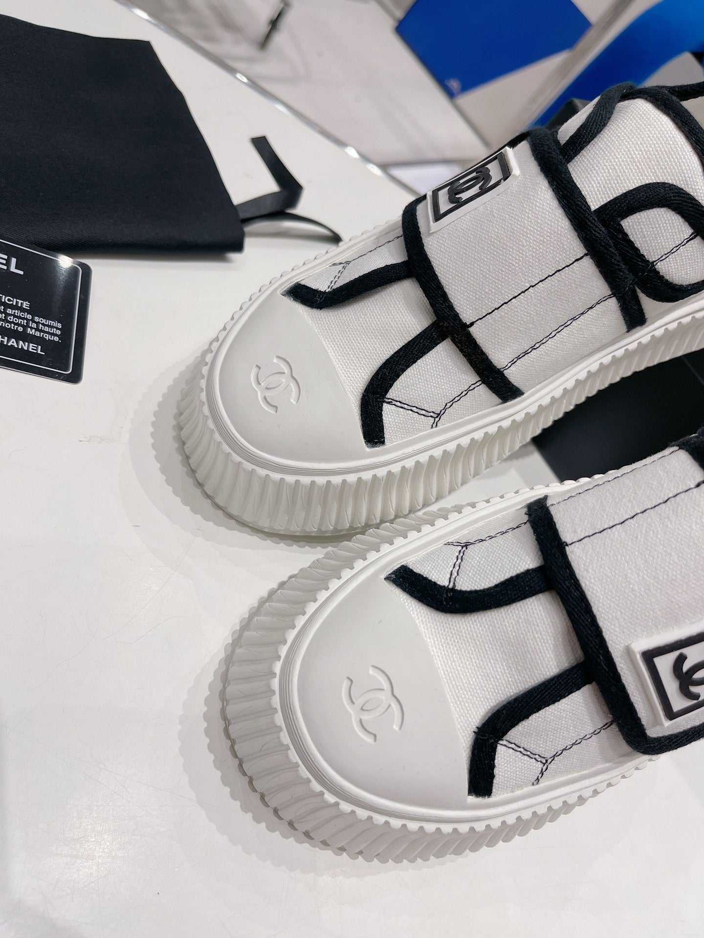 Chanel Canvas & Leather Vintage-Finish Canvas Shoes