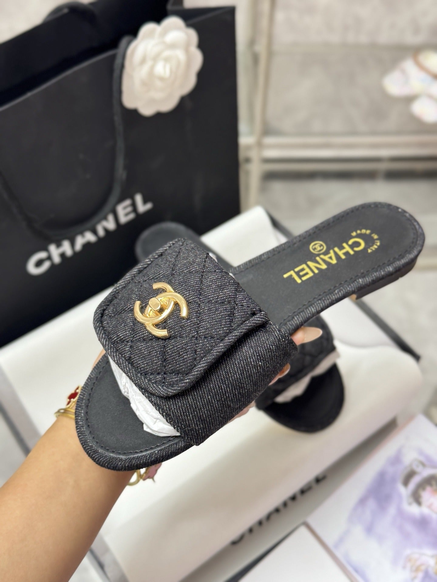 Chanel Lambskin Leather Slides