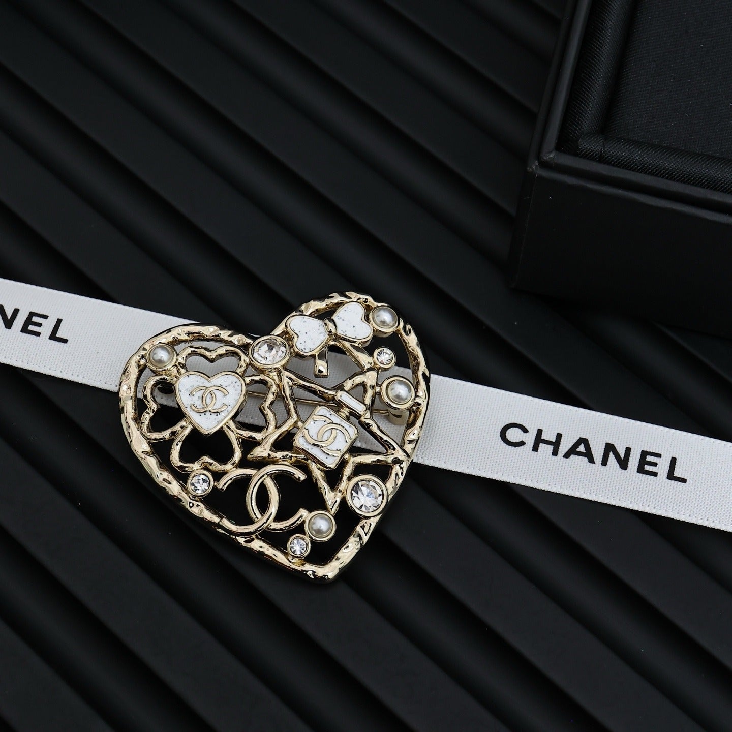 Chanel White Bow Brooch