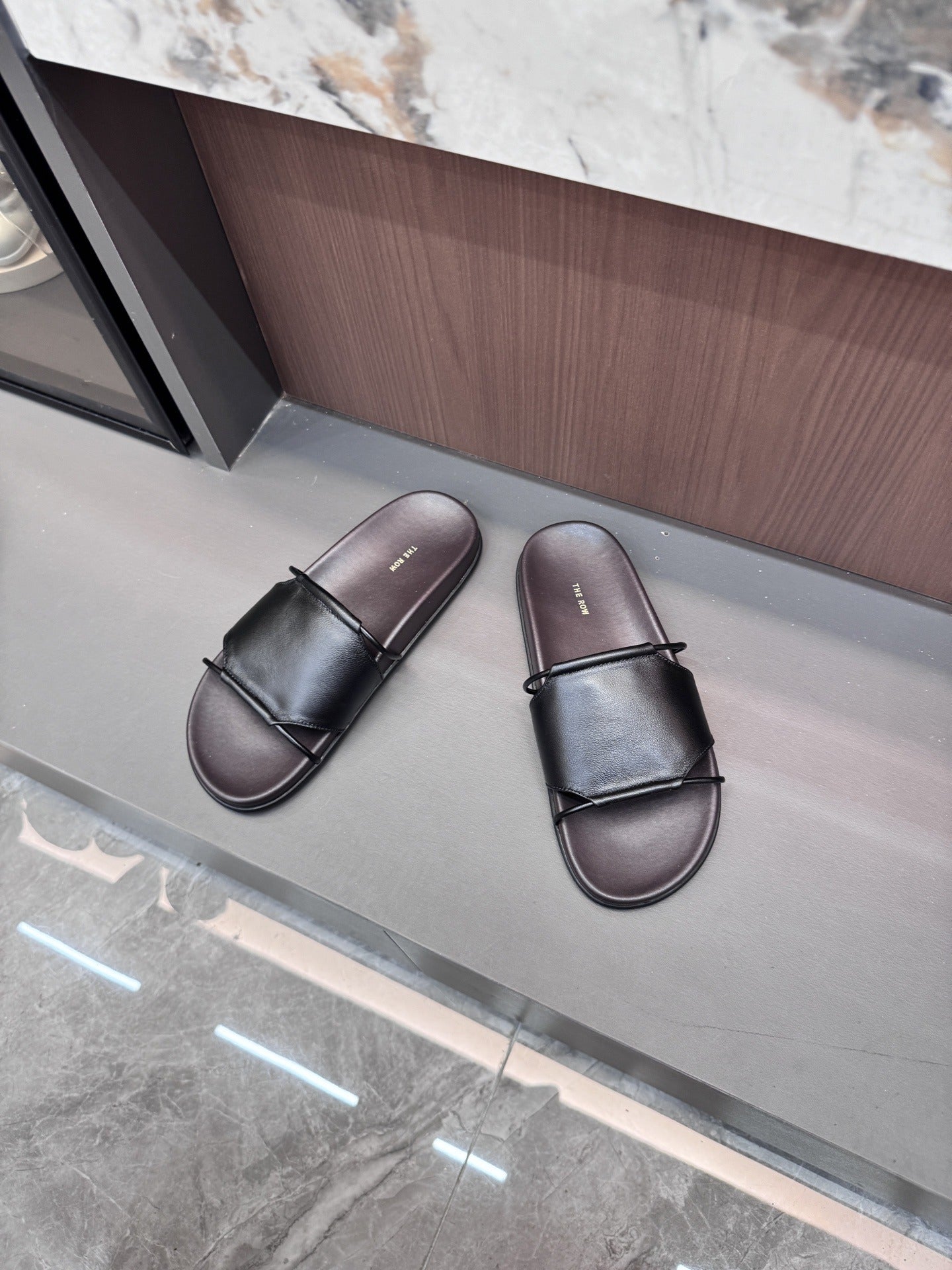 The Row Lambskin Leather Slides