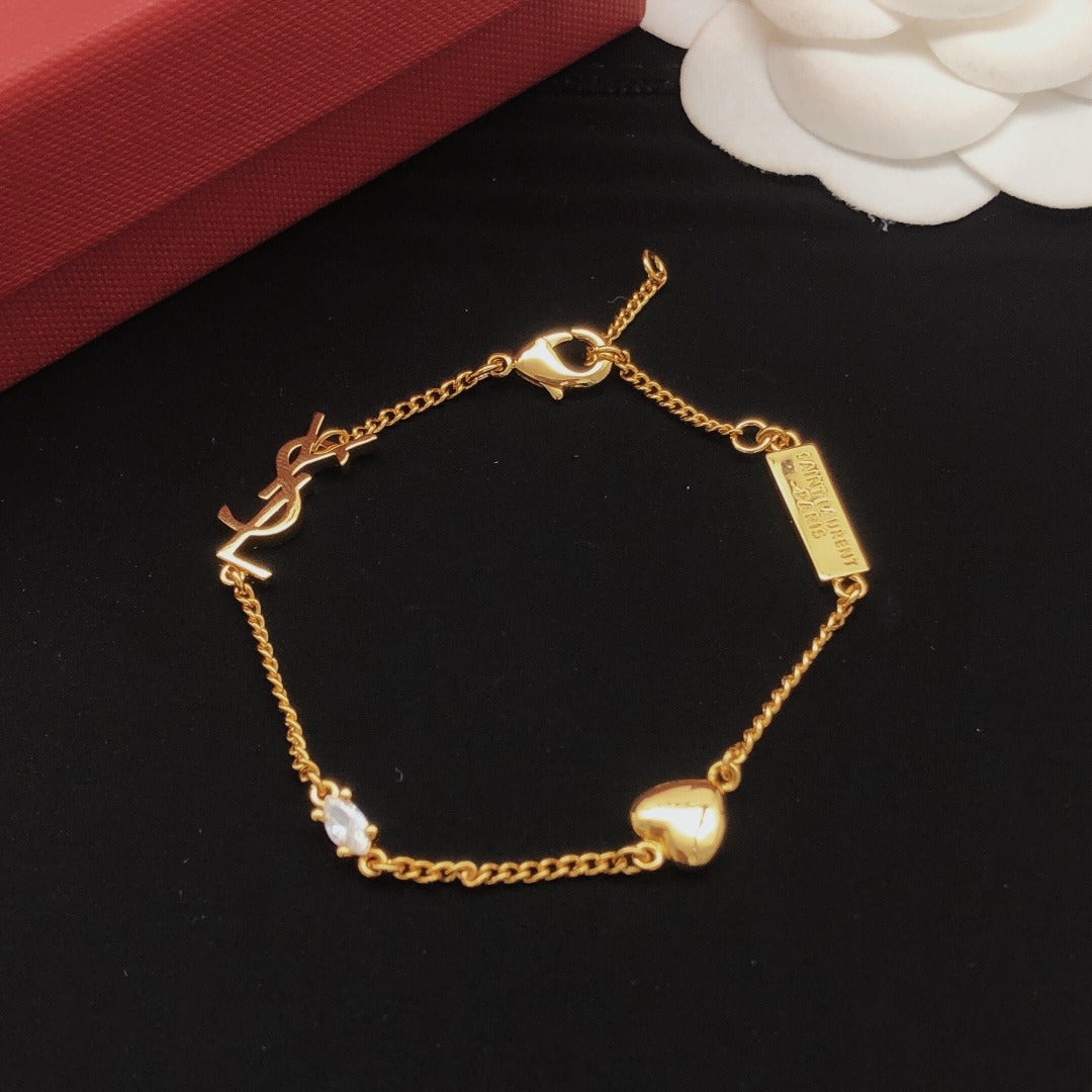 Saint Laurent Brass Heart Bracelet
