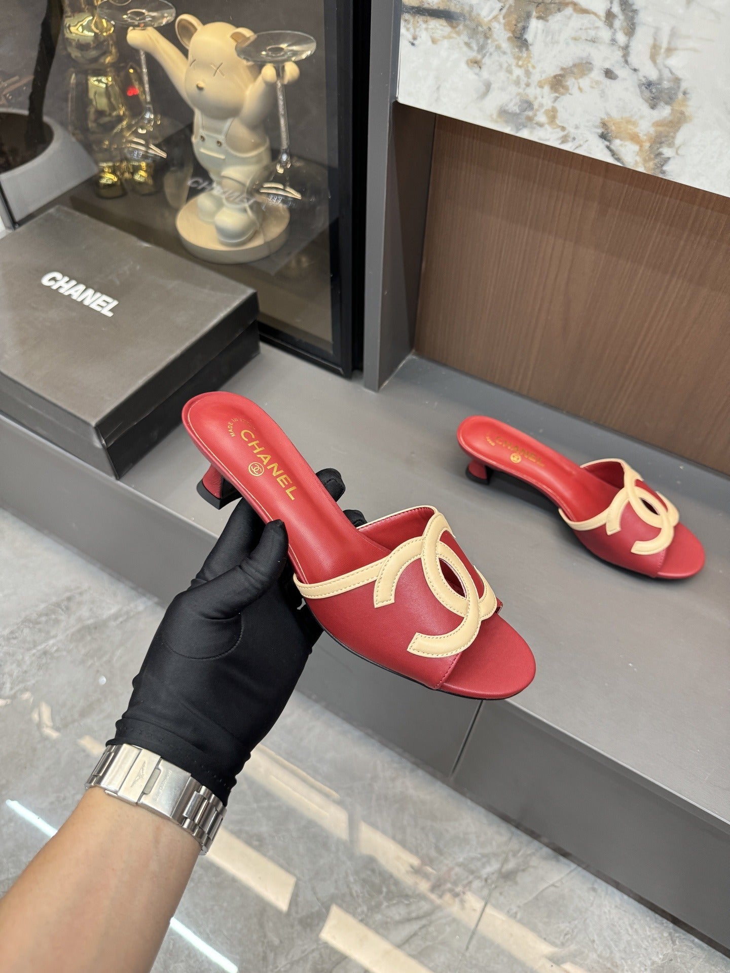 Chanel Lambskin Leather Openwork Slides
