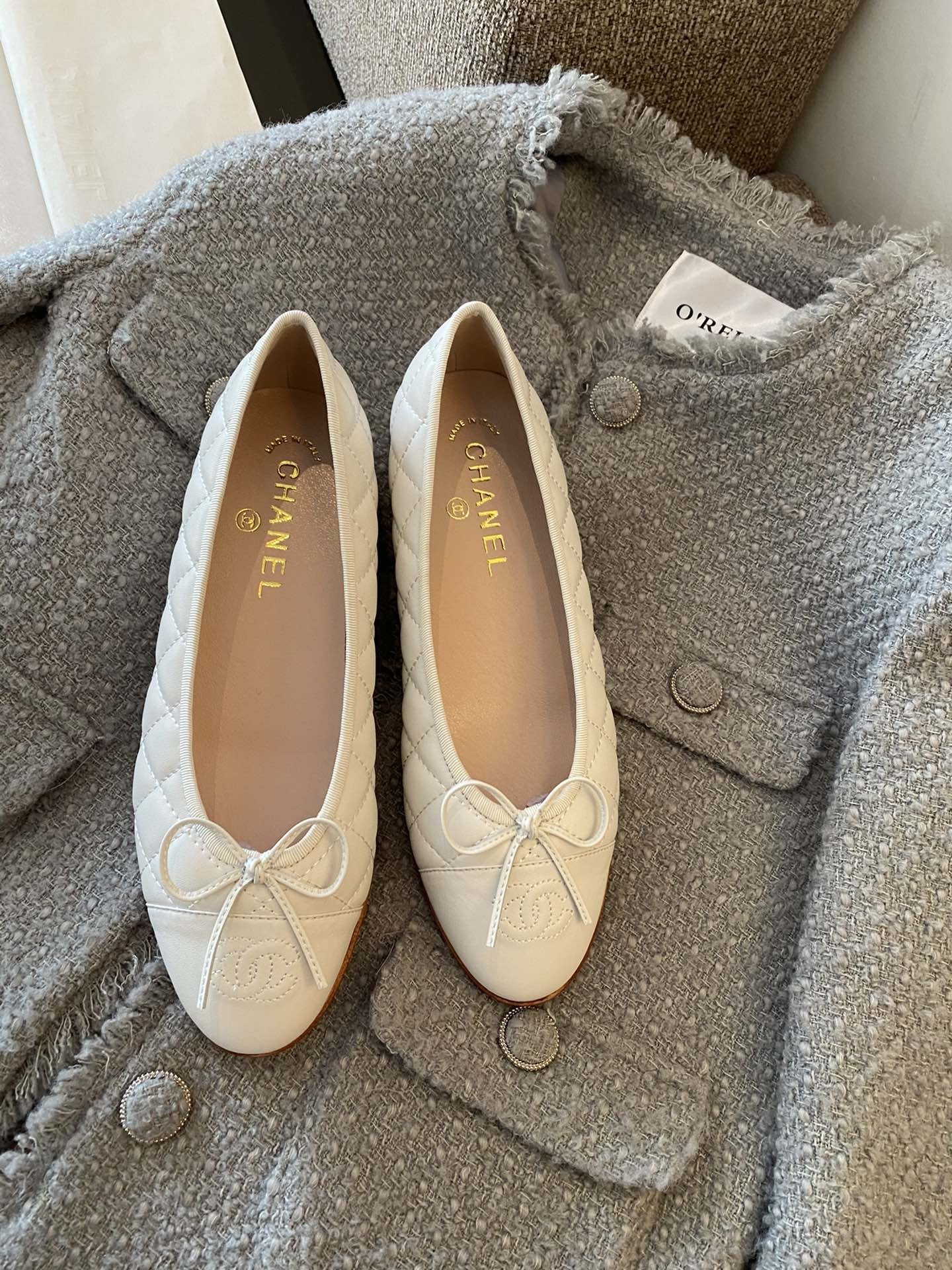 Chanel Leather Bow Ballet Flats