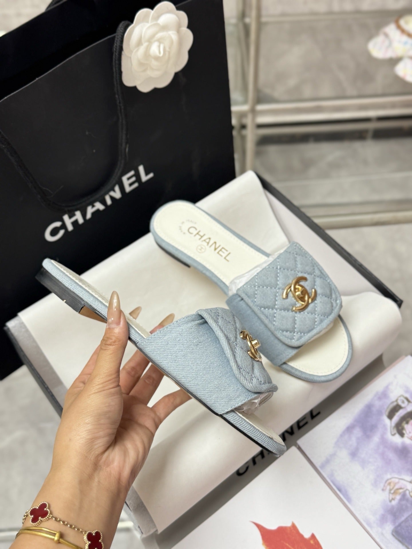 Chanel Lambskin Leather Slides
