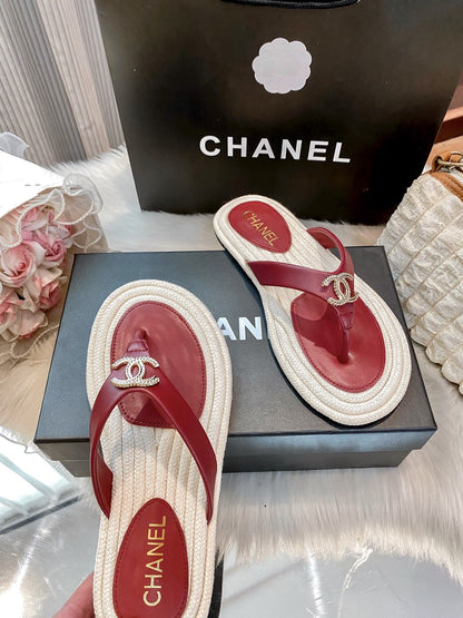 Chanel White Slides