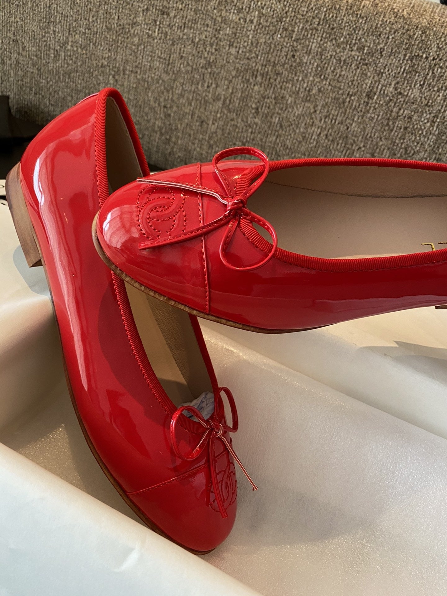 Chanel Leather Bow Ballet Flats