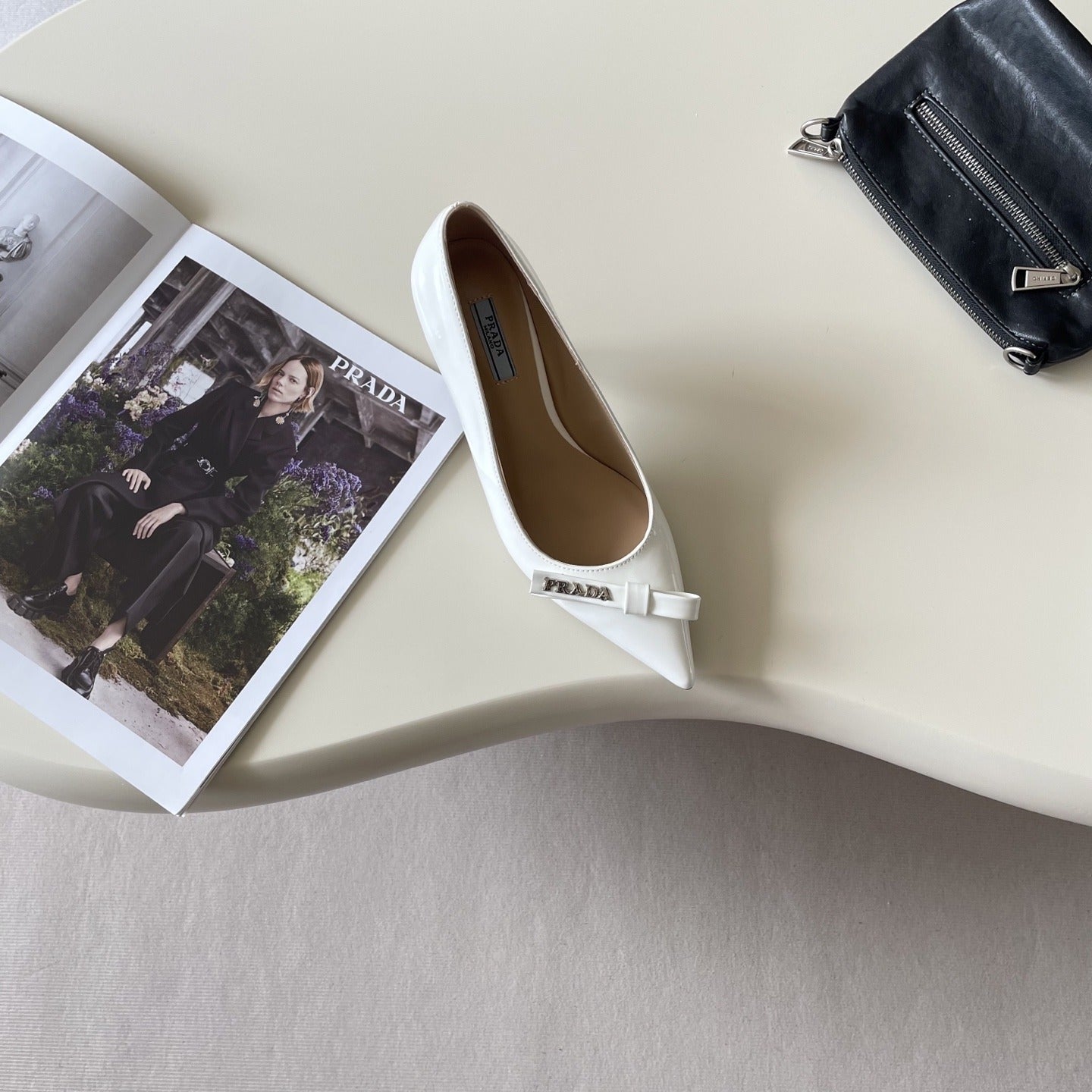 Prada Lambskin Leather Bow Heels