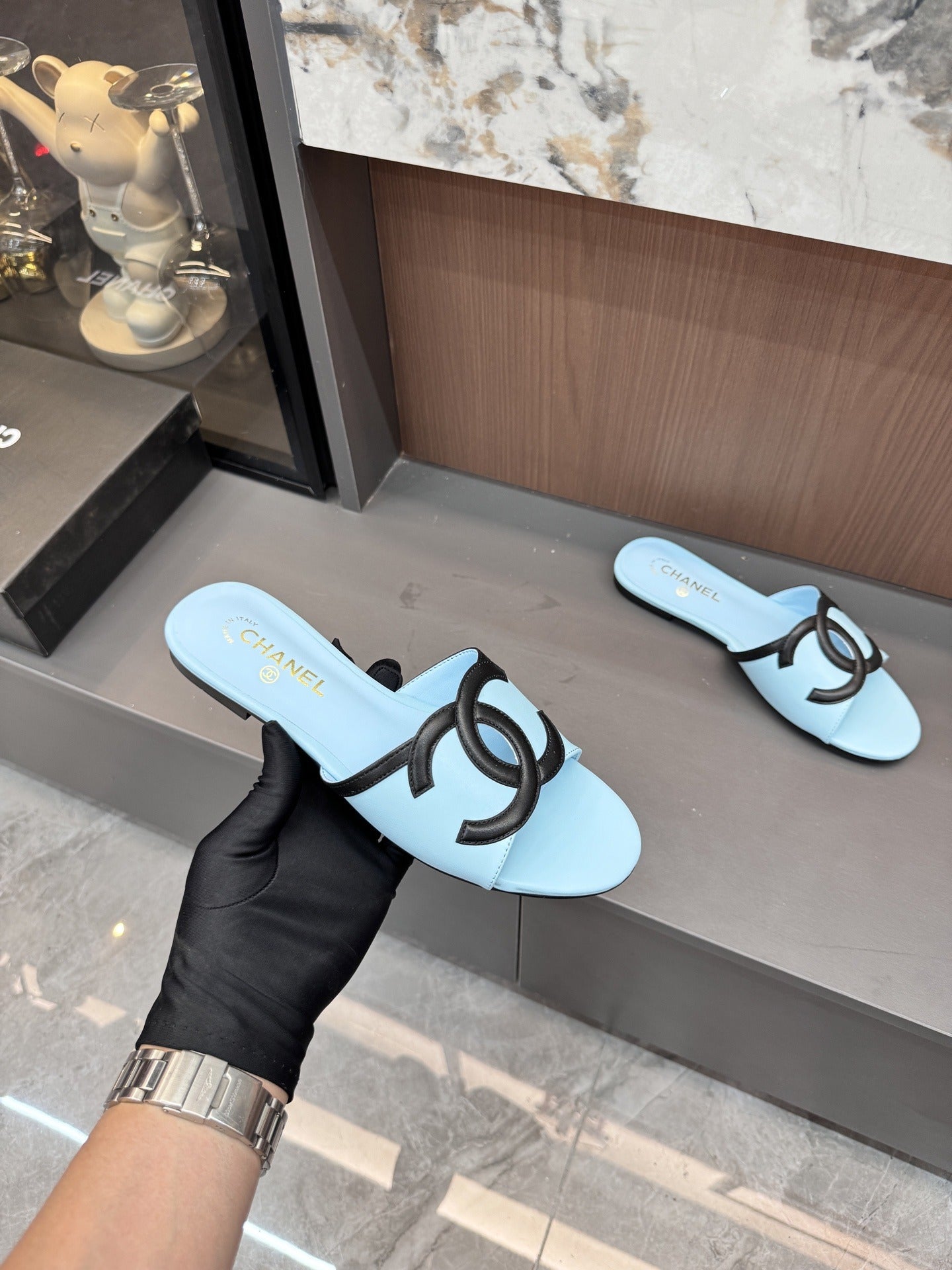 Chanel Lambskin Leather Openwork Slides