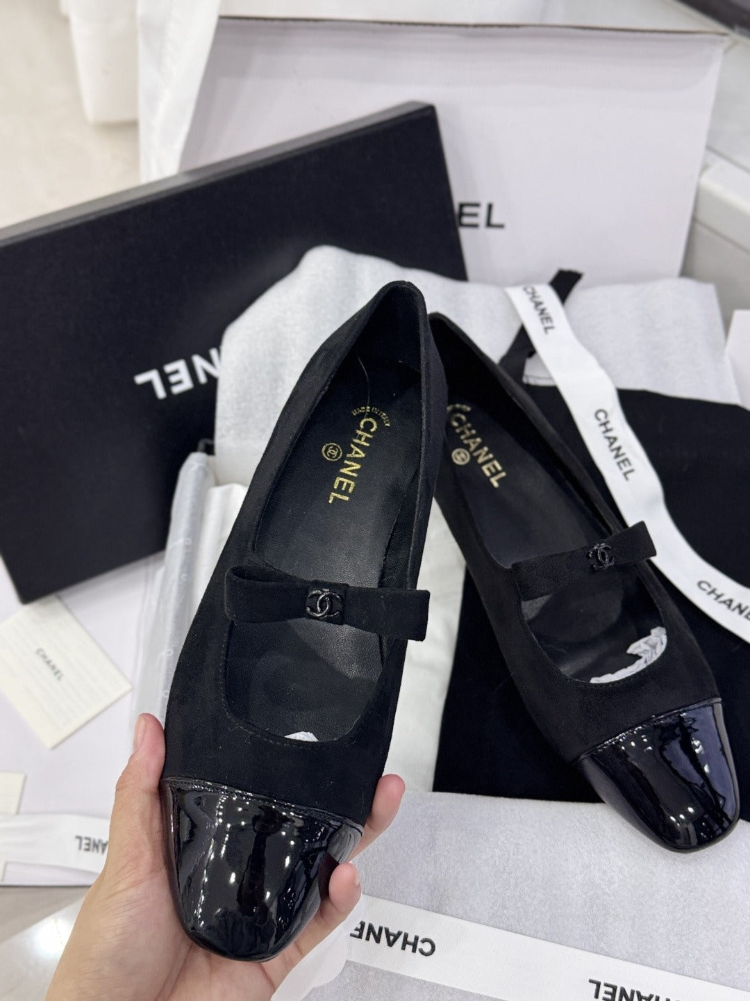 Chanel Patent Leather Bow Shoes