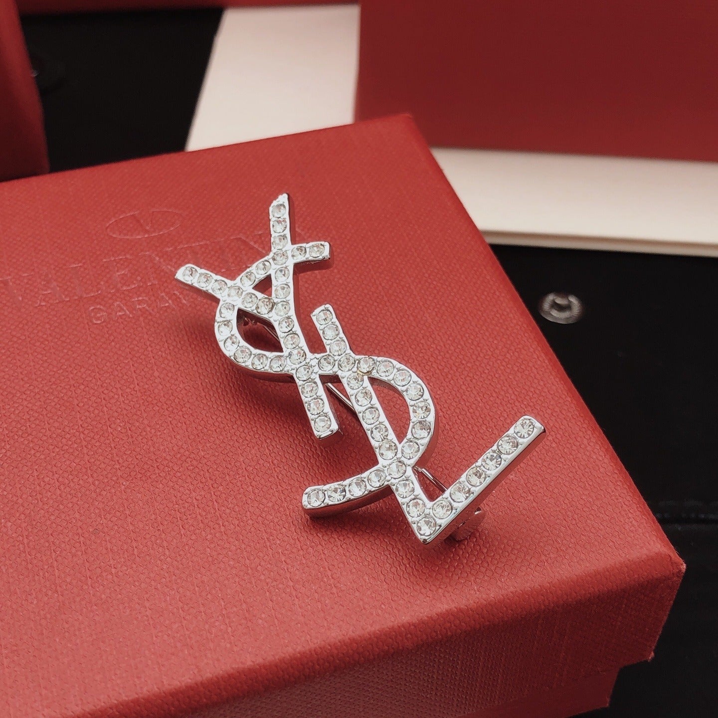 Saint Laurent Silver Brass Brooch