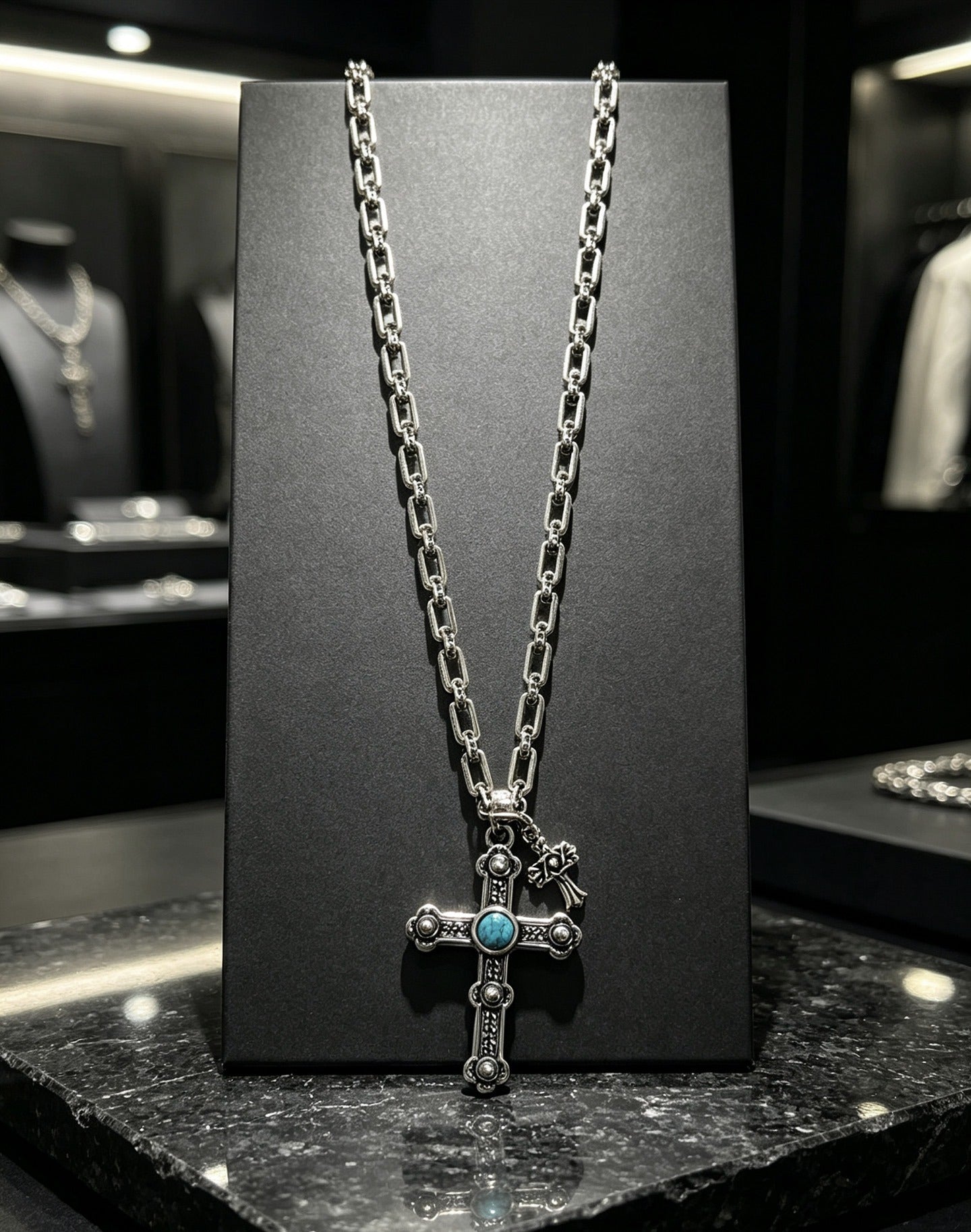 Chrome Hearts Sterling Silver Cross Necklace