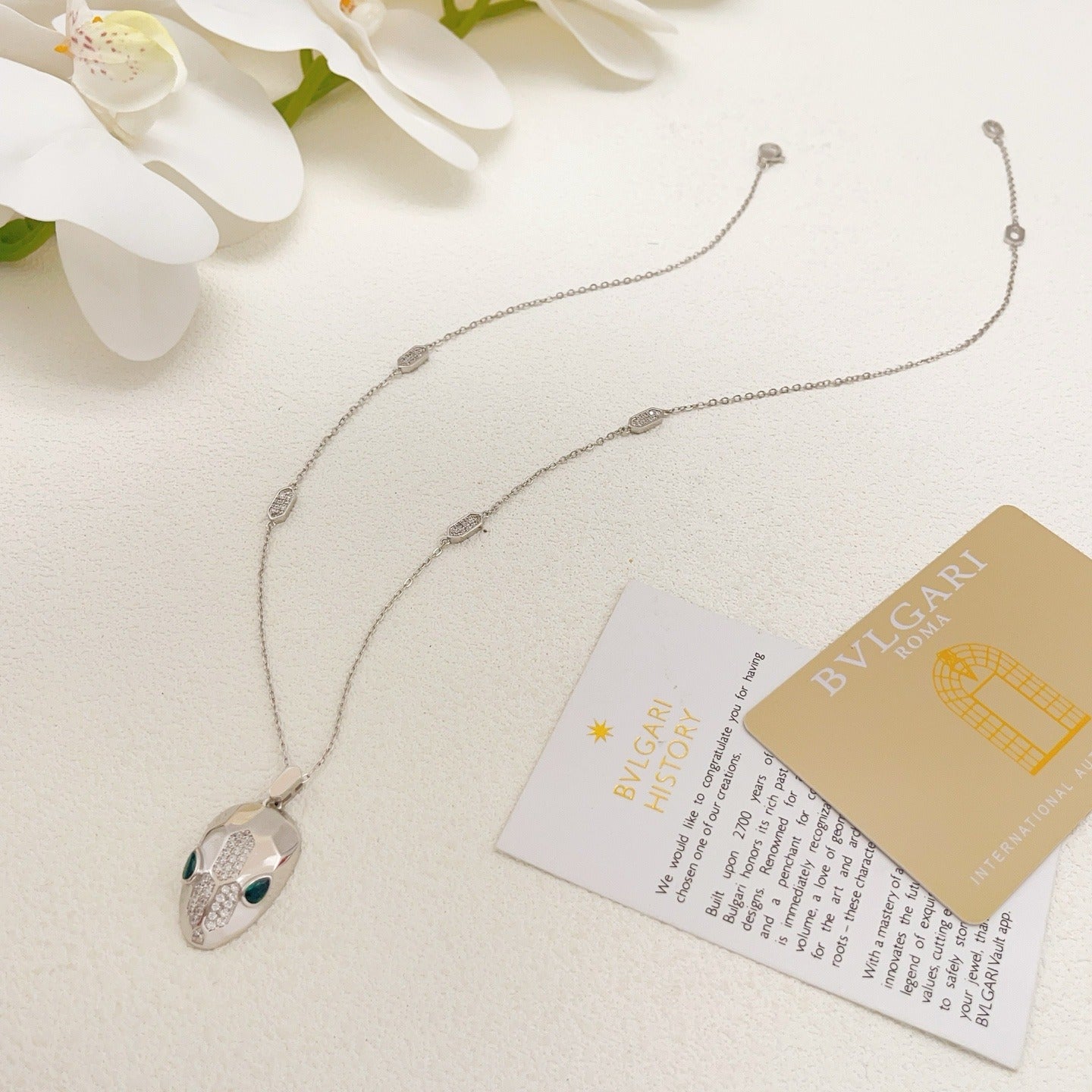 Bvlgari Silver Brass Serpent Necklace