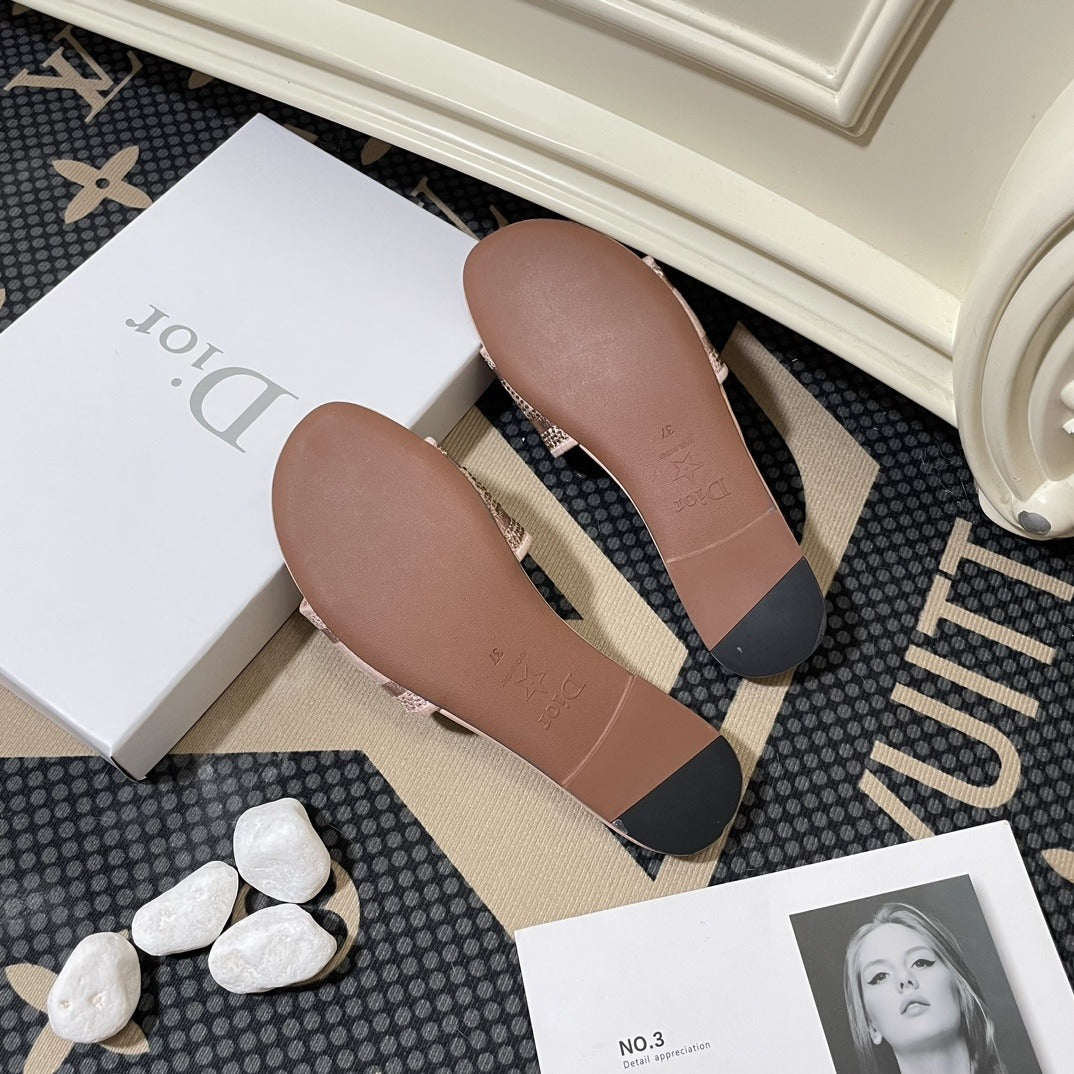 Dior Lambskin Leather Embroidered Slides