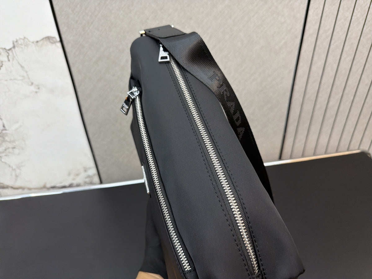 Prada Black Nylon & Canvas Shoulder Bag