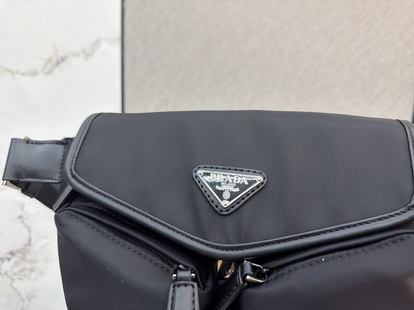 Prada Nylon & Leather Enamel Crossbody Bag