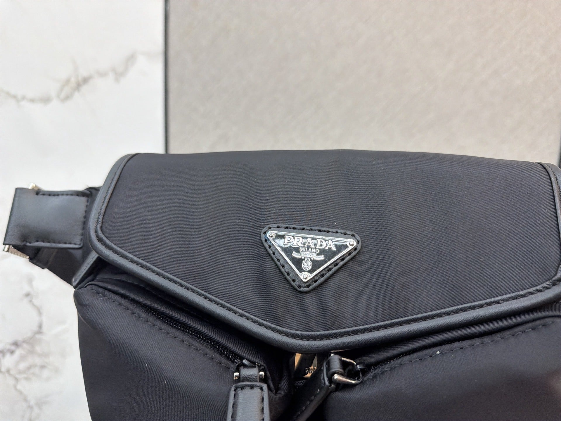 Prada Nylon & Leather Enamel Crossbody Bag