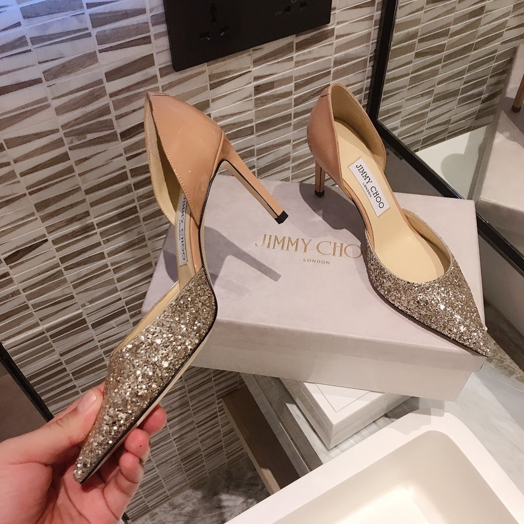 Jimmy Choo Black Lambskin Leather Pointed Toe Heels