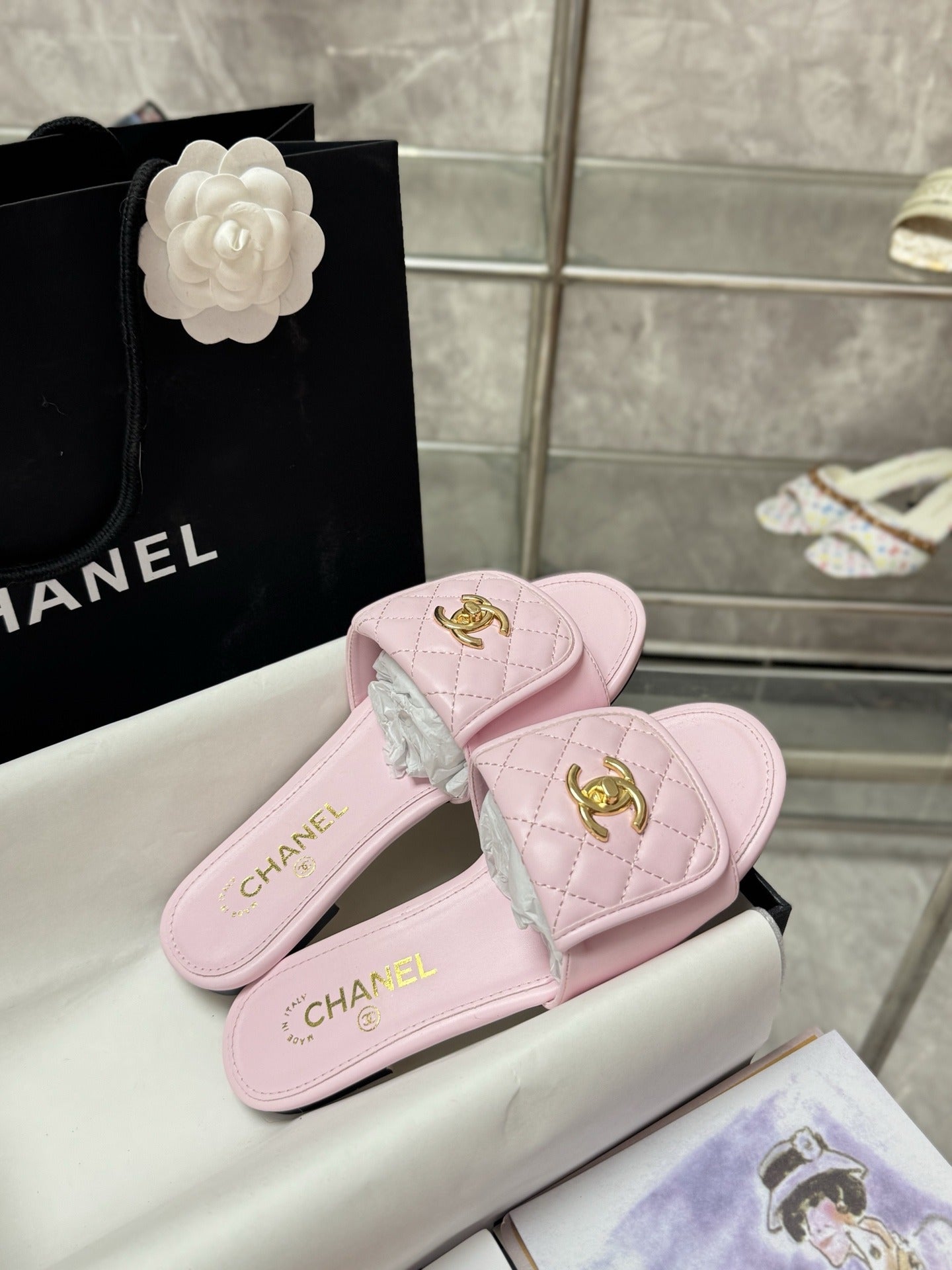 Chanel Lambskin Leather Slides