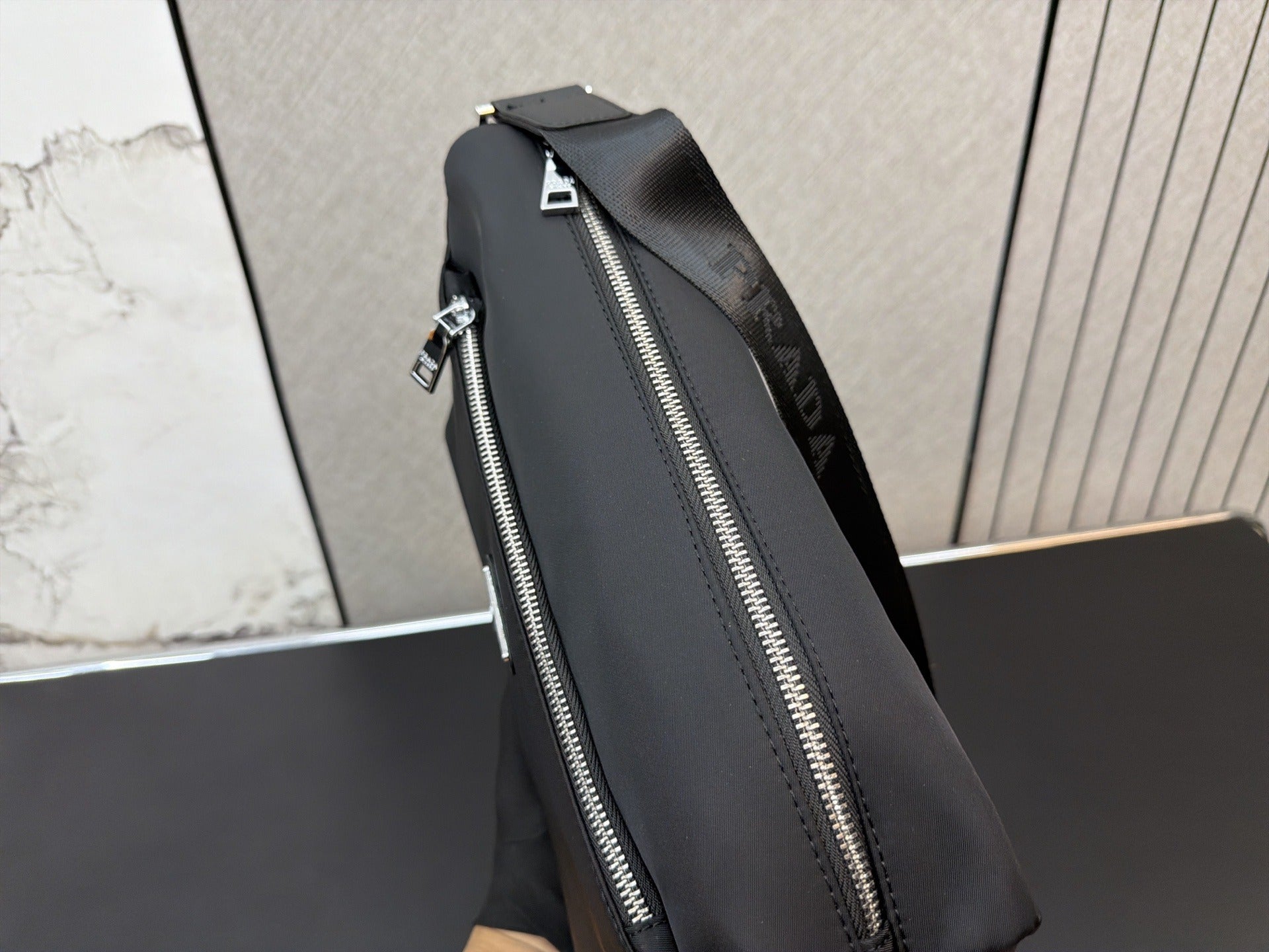 Prada Black Nylon & Canvas Shoulder Bag