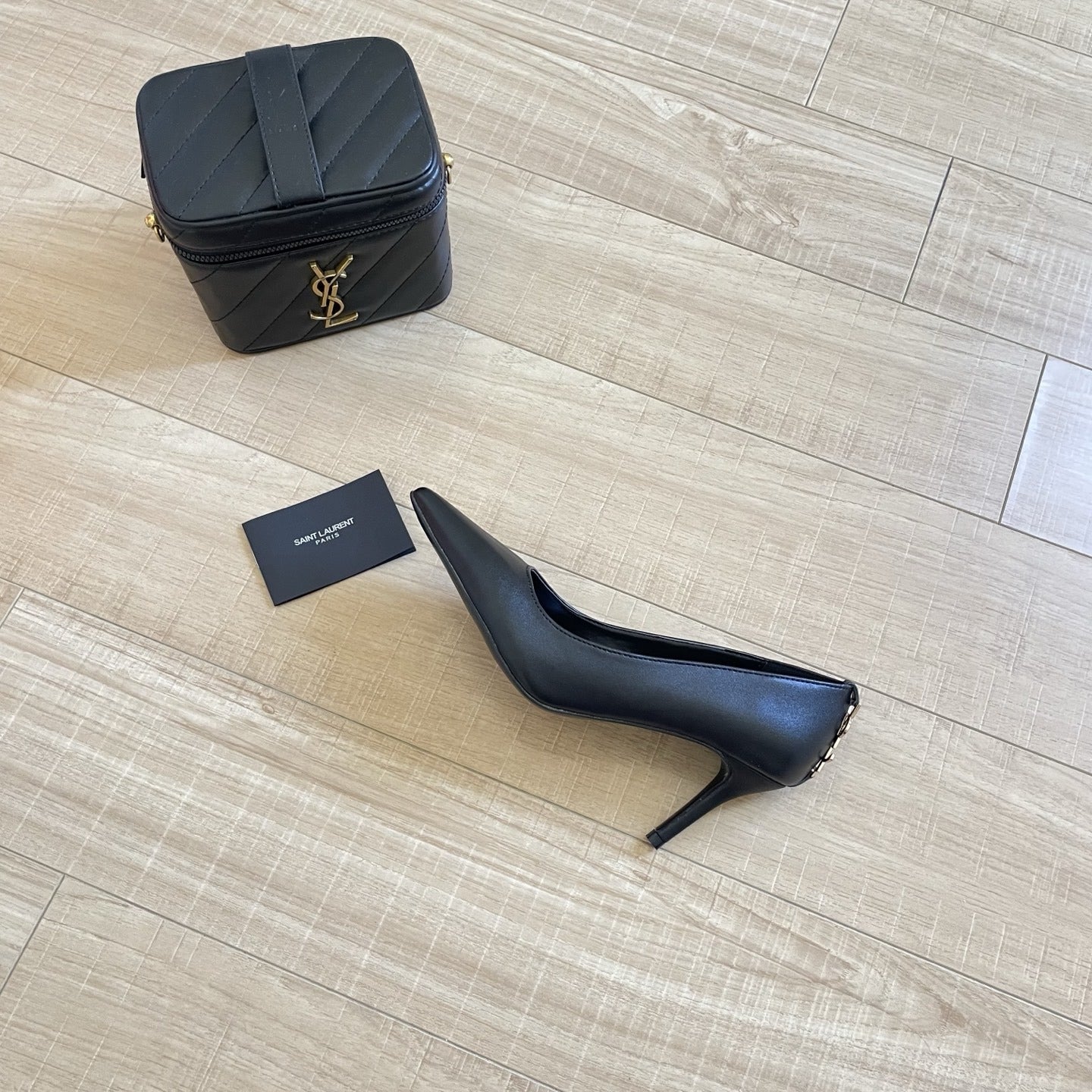 Saint Laurent Lambskin Leather Logo Heels