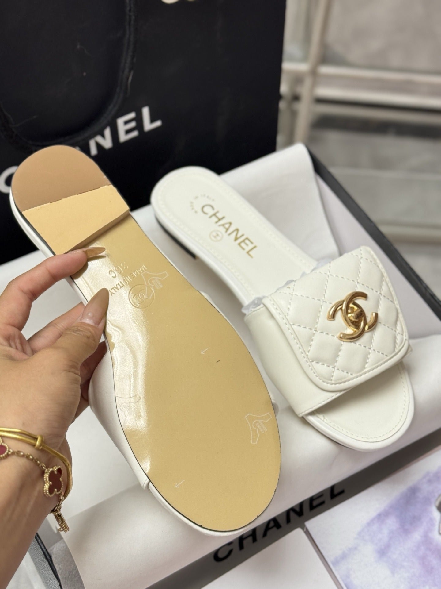 Chanel Lambskin Leather Slides