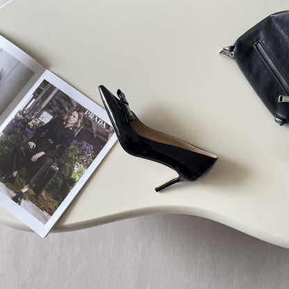 Prada Lambskin Leather Bow Heels