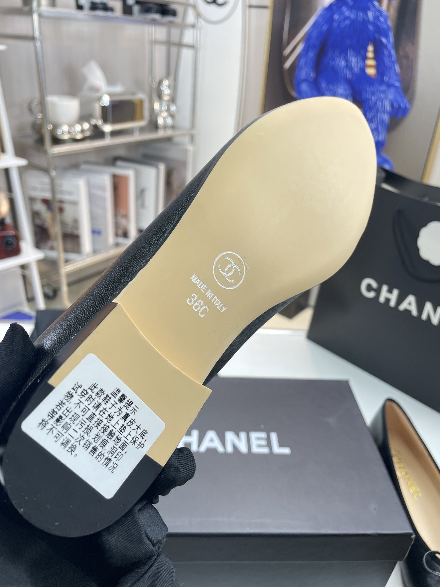 Chanel Lambskin Leather Bow Ballet Flats