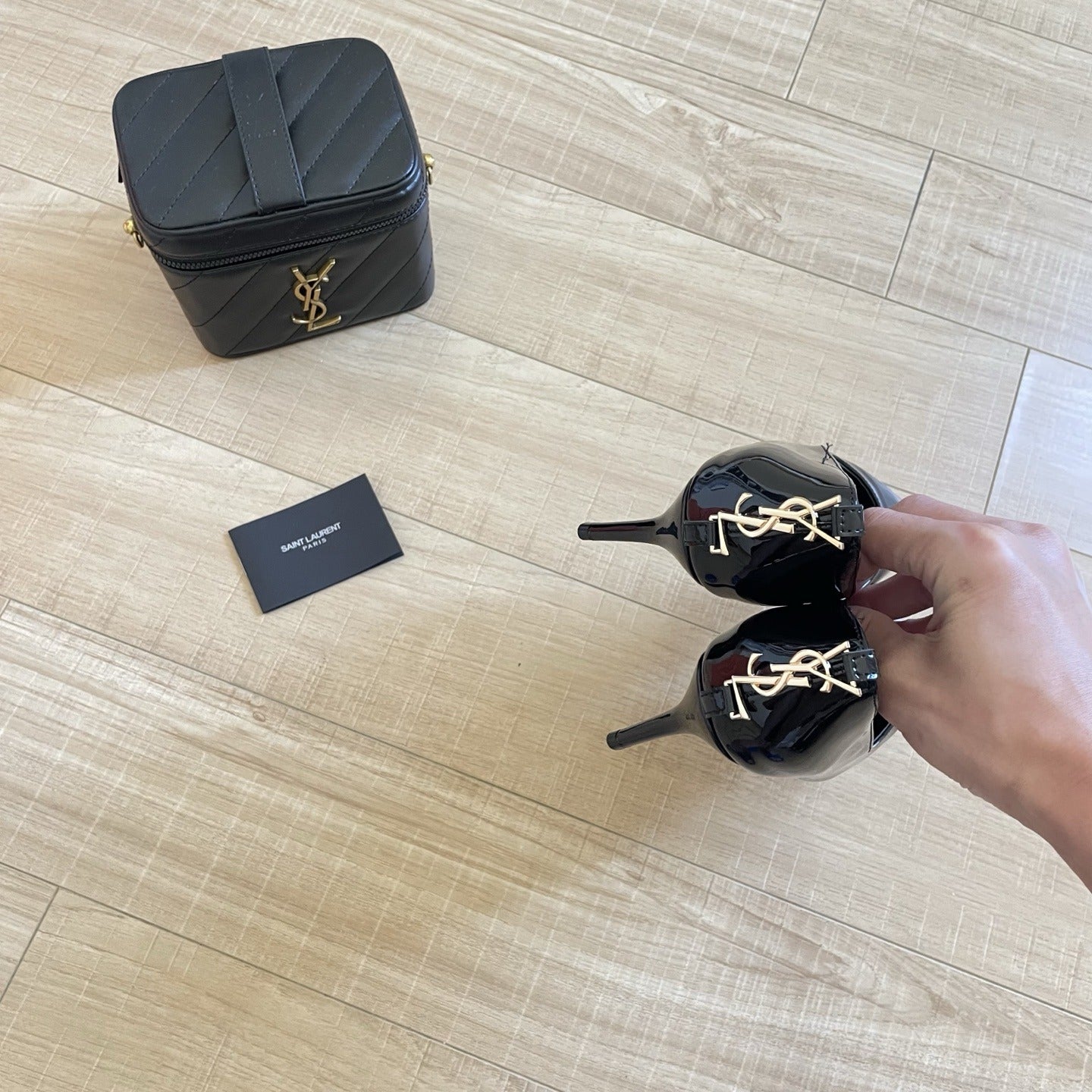 Saint Laurent Lambskin Leather Logo Heels