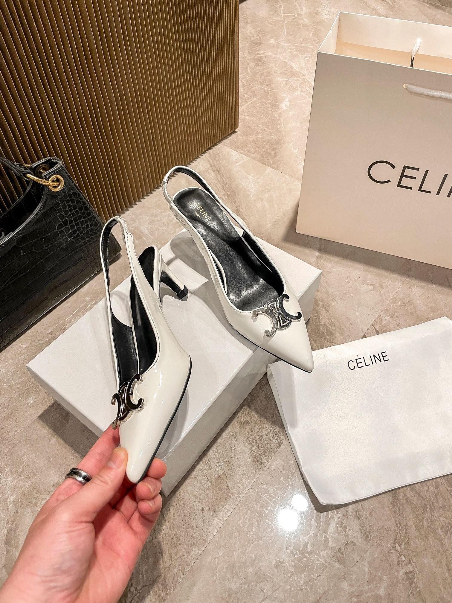 Celine Calfskin Leather Pointed Toe Heels